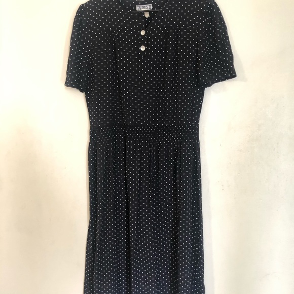 2/$50 Vintage 80s does 40s Modest Polka Dot dress - Picture 10 of 11